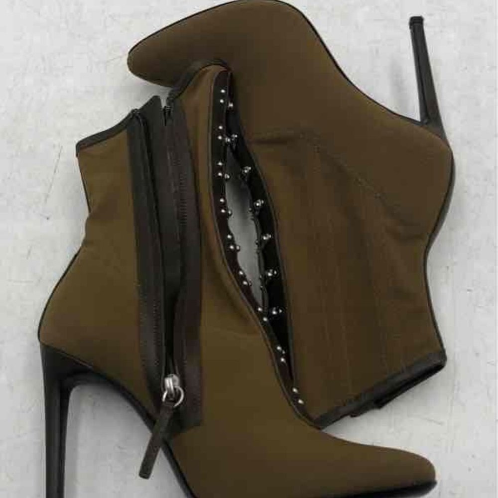 Giuseppe Zanotti Janice BUSTIER MESH Corset HEELED BOOTS in Olive Green - Picture 6 of 11